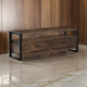 Flint TV Media Console, 3 Drawers, 2 Shelves, Dark Brown Wood, 64" Top