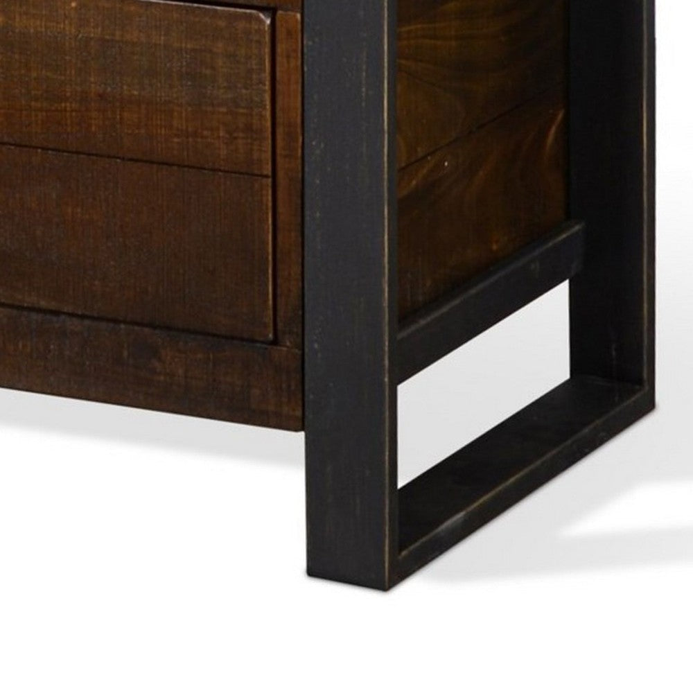 Flint TV Media Console 3 Drawers 2 Shelves Dark Brown Wood 78’’ Top BM325530
