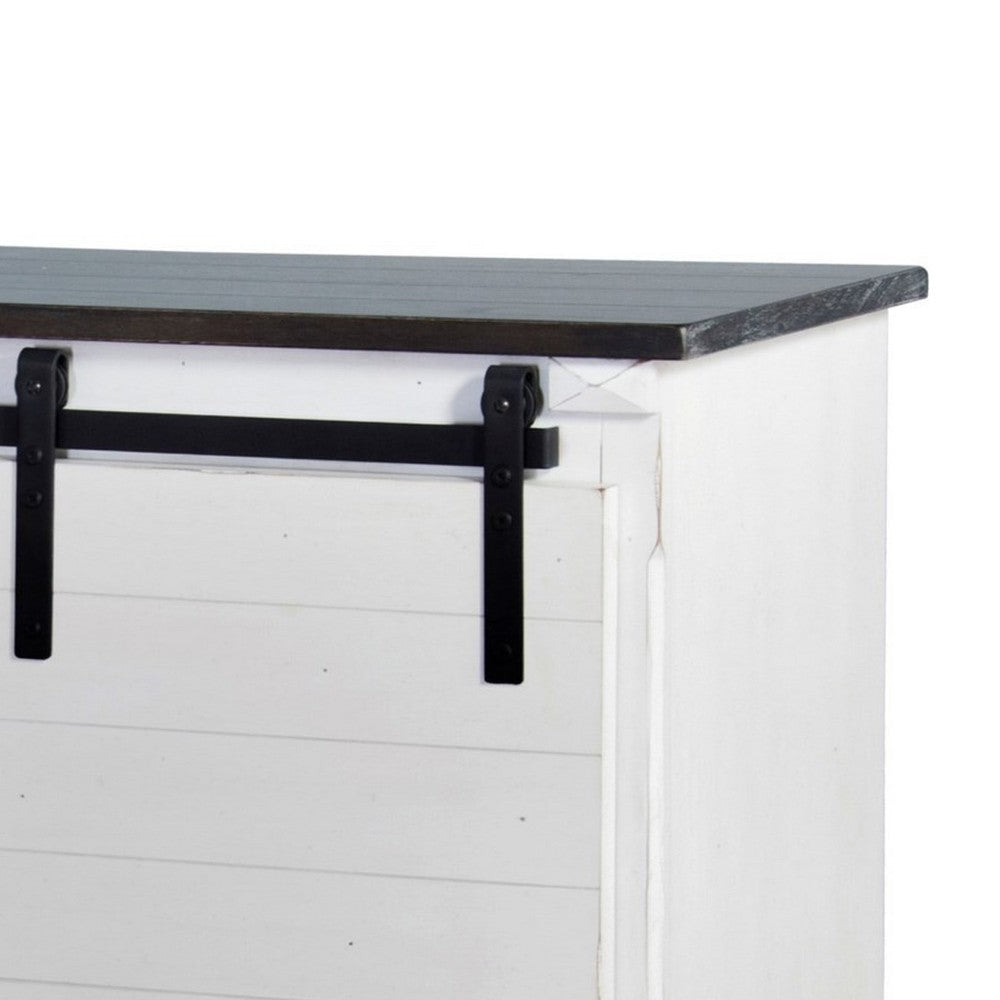 Zena TV Media Console 3 Shelves 2 Barn Doors White Brown 65’’ Top BM325533