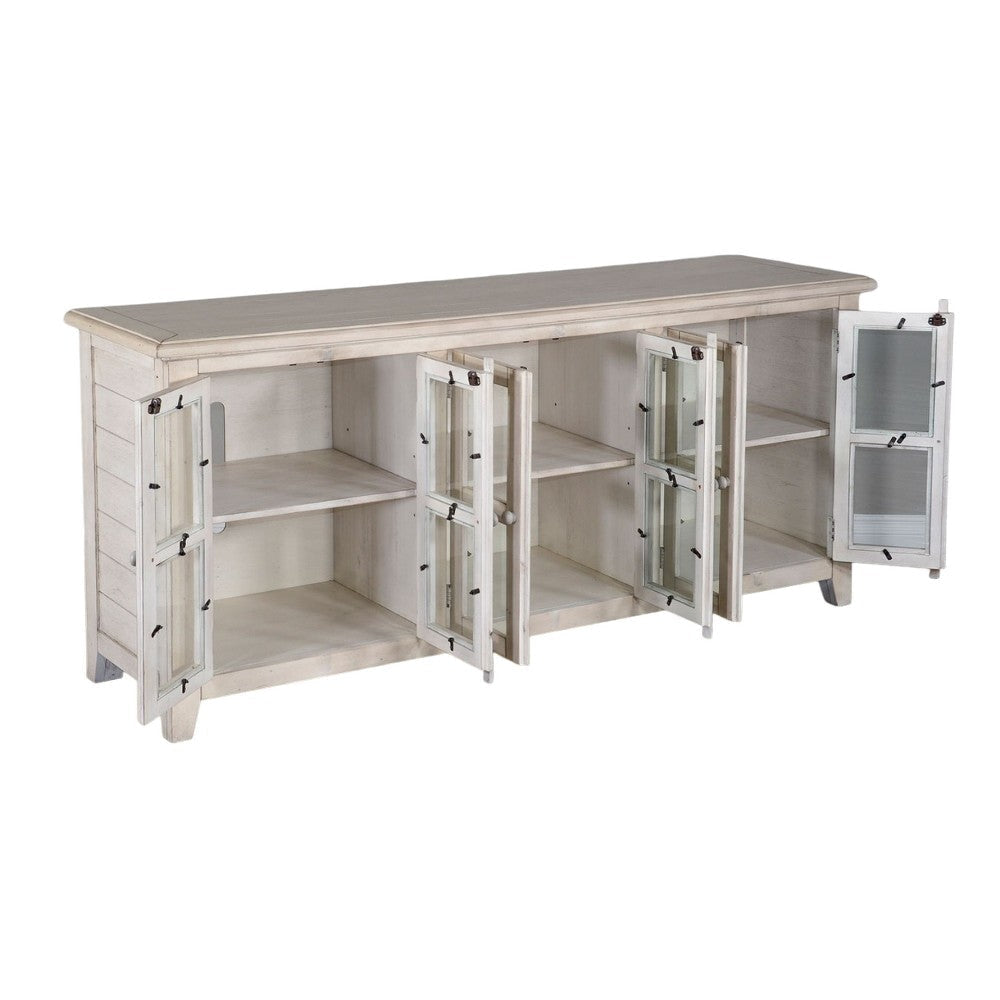 Yael TV Media Console 6 Shelves Glass Doors White Mahogany 70’’ Top BM325539