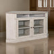 Sain Corner TV Media Console, 6 Shelves 2 Glass Door, 55" Taupe Wood