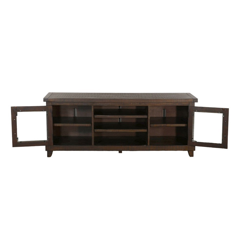 Anva TV Media Console Shelves Doors Dark Brown Mahogany 64’’ Top BM325547