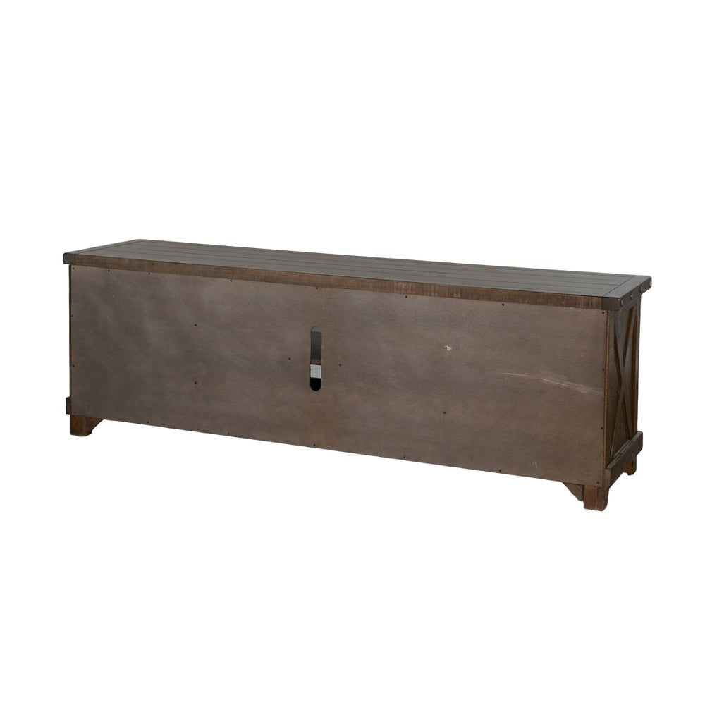 Anva TV Media Console Shelves Doors Dark Brown Mahogany 74’’ Top BM325548
