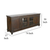Anva TV Media Console Shelves Doors Dark Brown Mahogany 74’’ Top BM325548