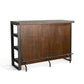 Flint Bar Console Table, Dark Brown Mahogany, 55" Black Metal Frame