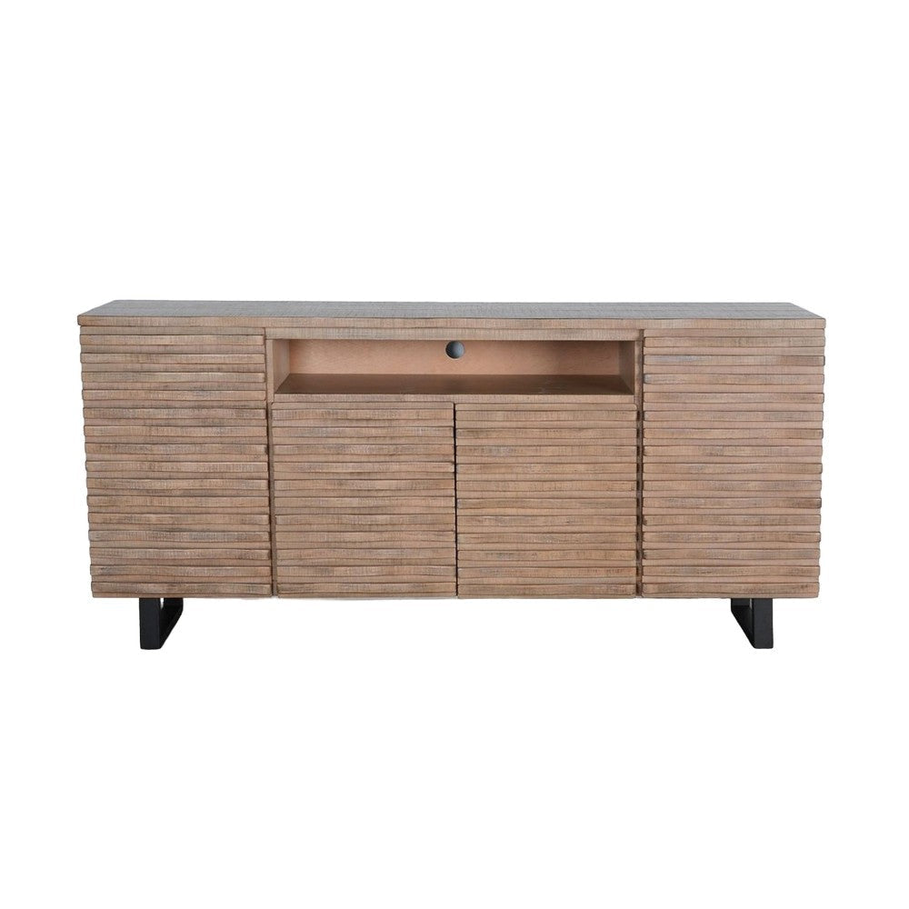 Desy TV Media Entertainment Console Fluted Doors Light Brown 72’’ BM325553