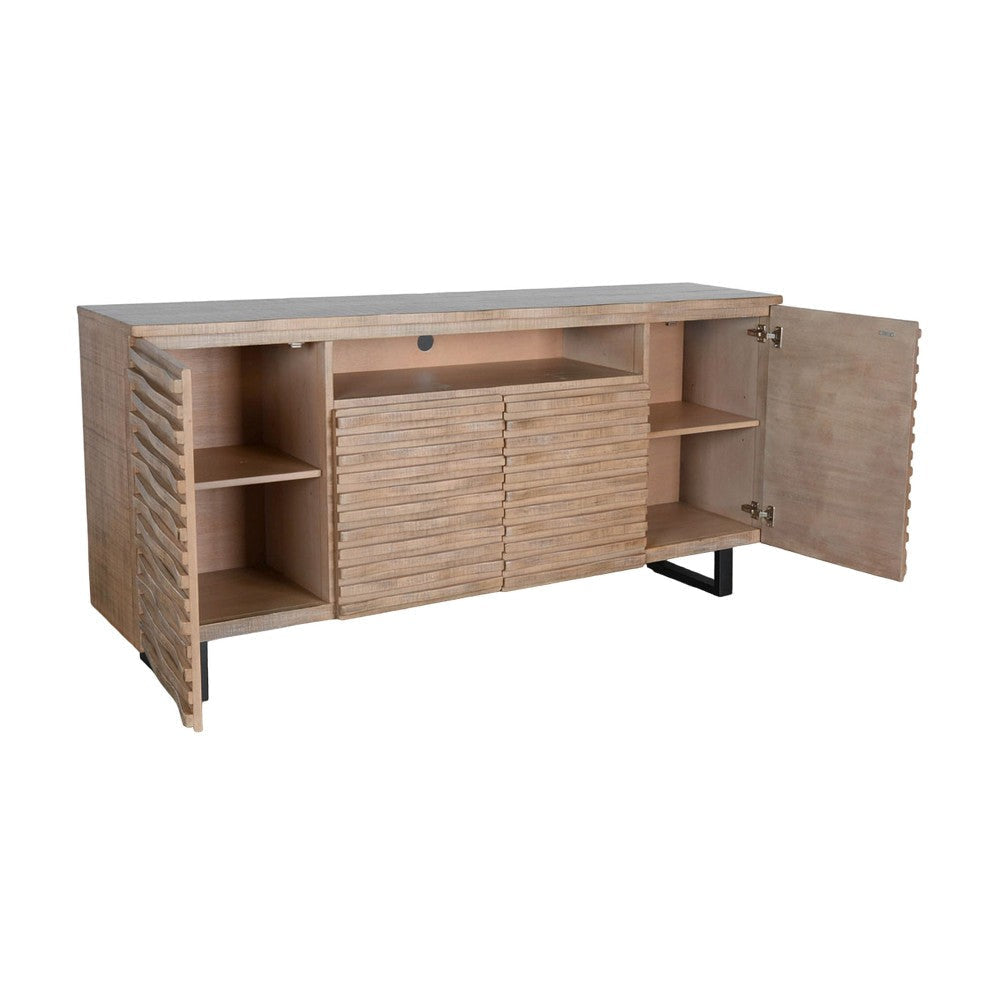 Desy TV Media Entertainment Console Fluted Doors Light Brown 72’’ BM325553