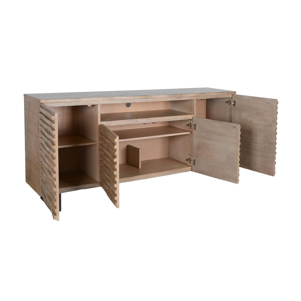 Desy TV Media Entertainment Console Fluted Doors Light Brown 72’’ BM325553