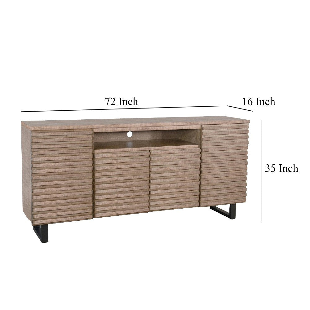 Desy TV Media Entertainment Console Fluted Doors Light Brown 72’’ BM325553