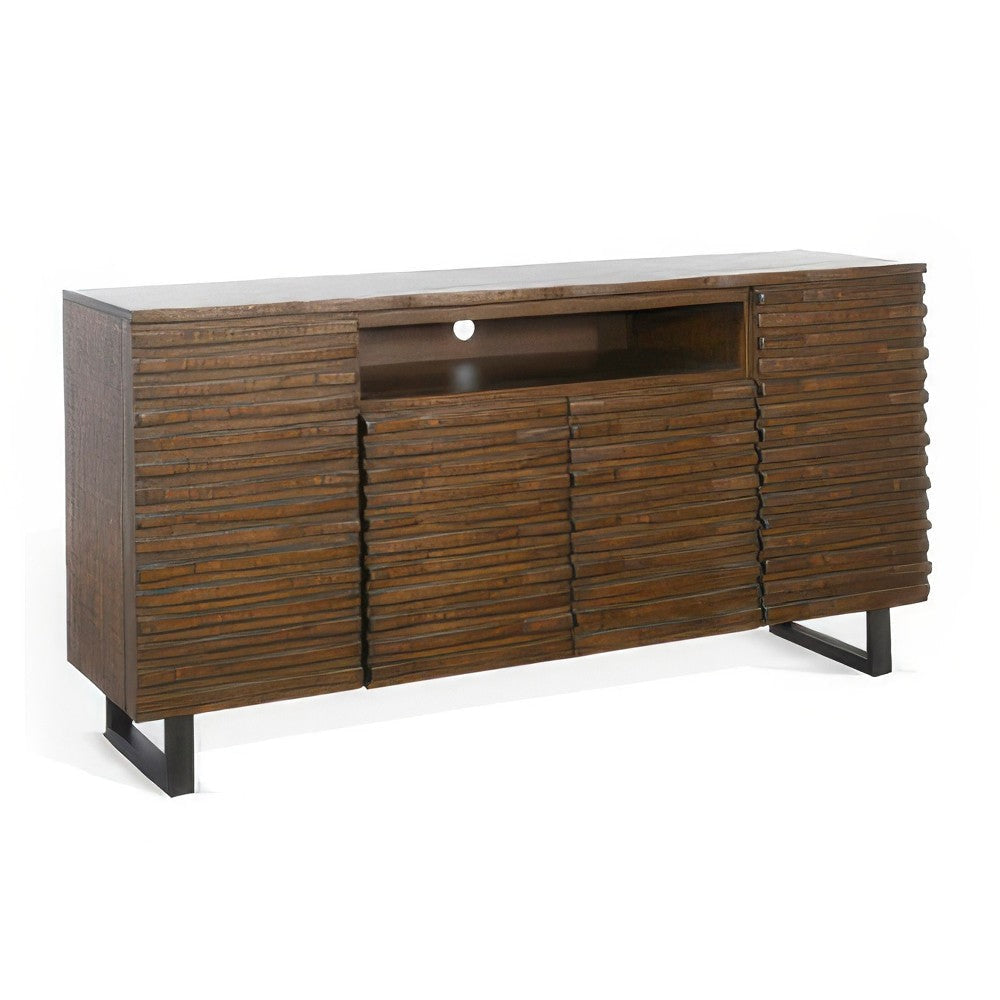 Desy TV Media Entertainment Console Fluted Doors Dark Brown 72’’ BM325554