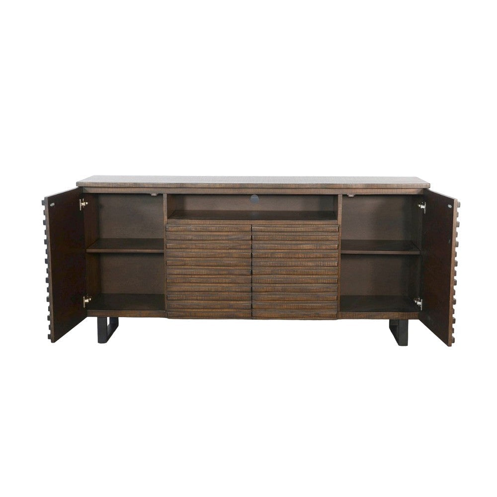 Desy TV Media Entertainment Console Fluted Doors Dark Brown 72’’ BM325554
