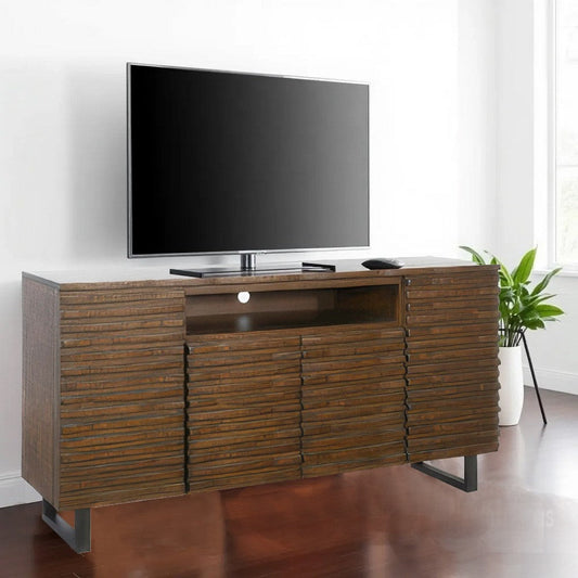 Desy TV Media Entertainment Console, Fluted Doors, Dark Brown 72"