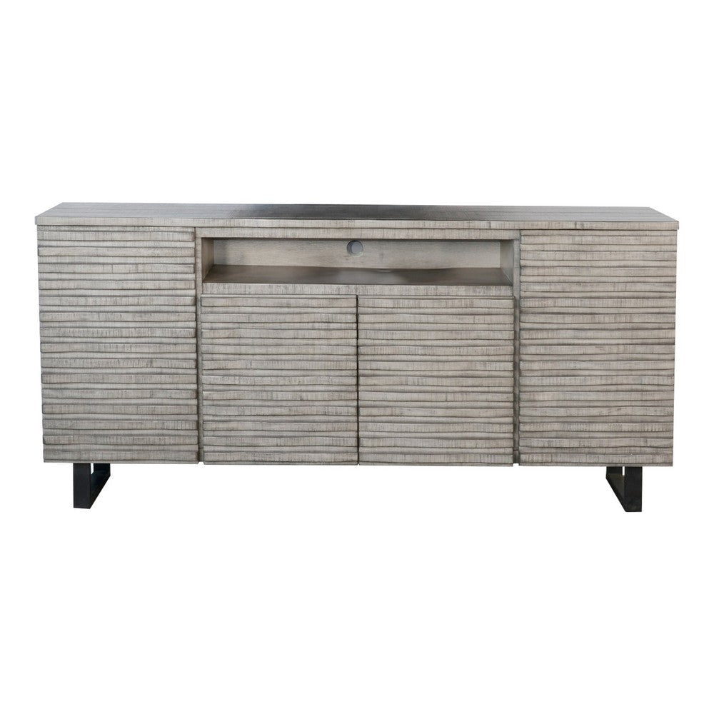 Zeka TV Media Entertainment Console Fluted Doors Light Gray 72’’ BM325555