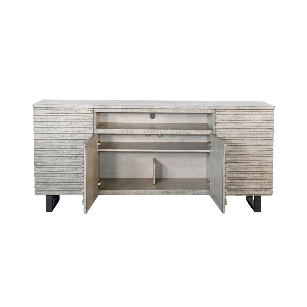 Zeka TV Media Entertainment Console Fluted Doors Light Gray 72’’ BM325555