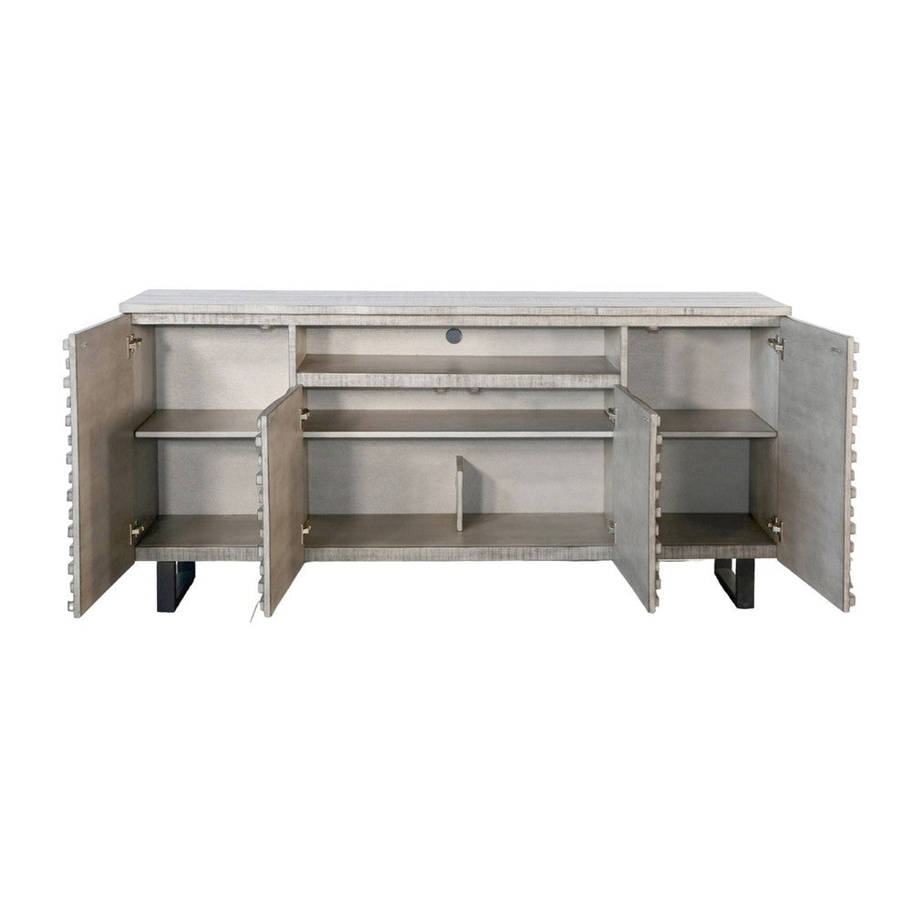Zeka TV Media Entertainment Console Fluted Doors Light Gray 72’’ BM325555
