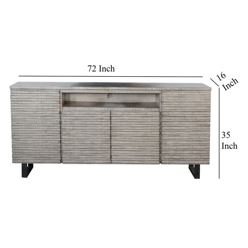 Zeka TV Media Entertainment Console Fluted Doors Light Gray 72’’ BM325555