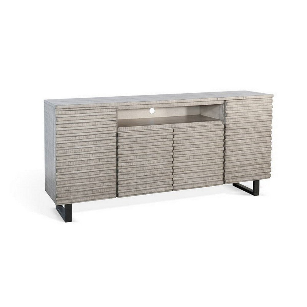 Zeka TV Media Entertainment Console Fluted Doors Light Gray 72’’ BM325555