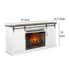 Orso TV Entertainment Console Fireplace Option Barn Doors 78’’ White BM325557