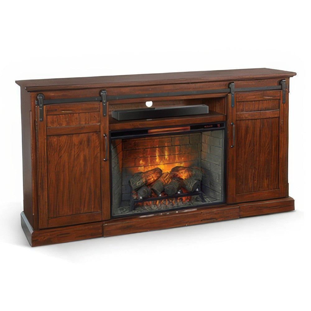 Reggie TV Media Entertainment Console Fireplace Option 78’’ Brown BM325558