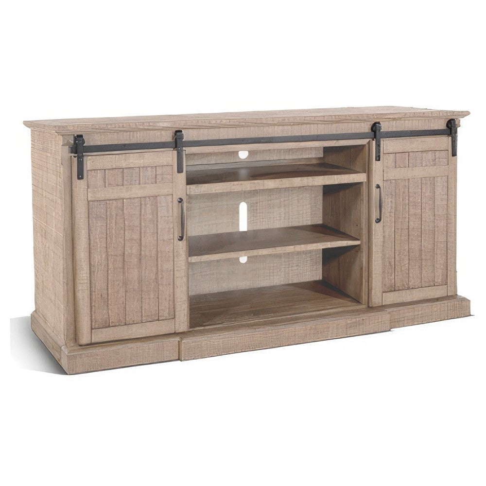 Desy TV Entertainment Console Fireplace Option Barn Doors 78’’ Brown BM325559