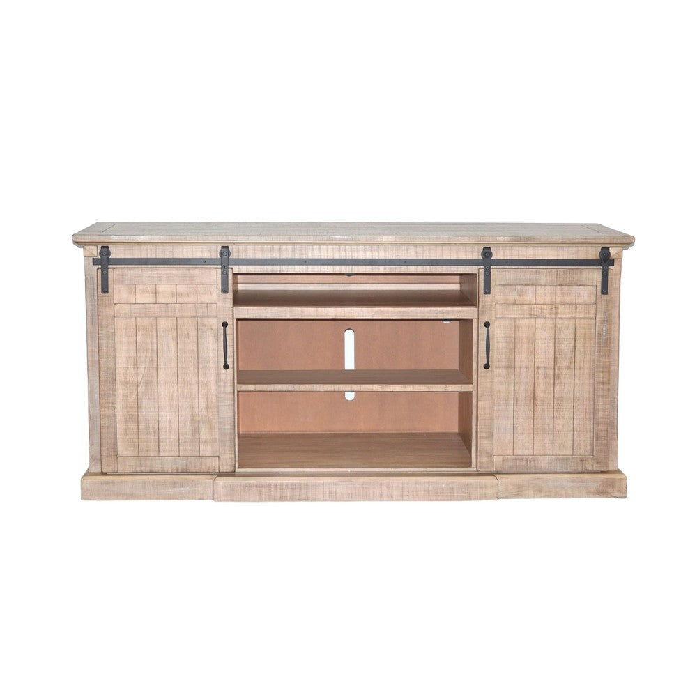 Desy TV Entertainment Console Fireplace Option Barn Doors 78’’ Brown BM325559