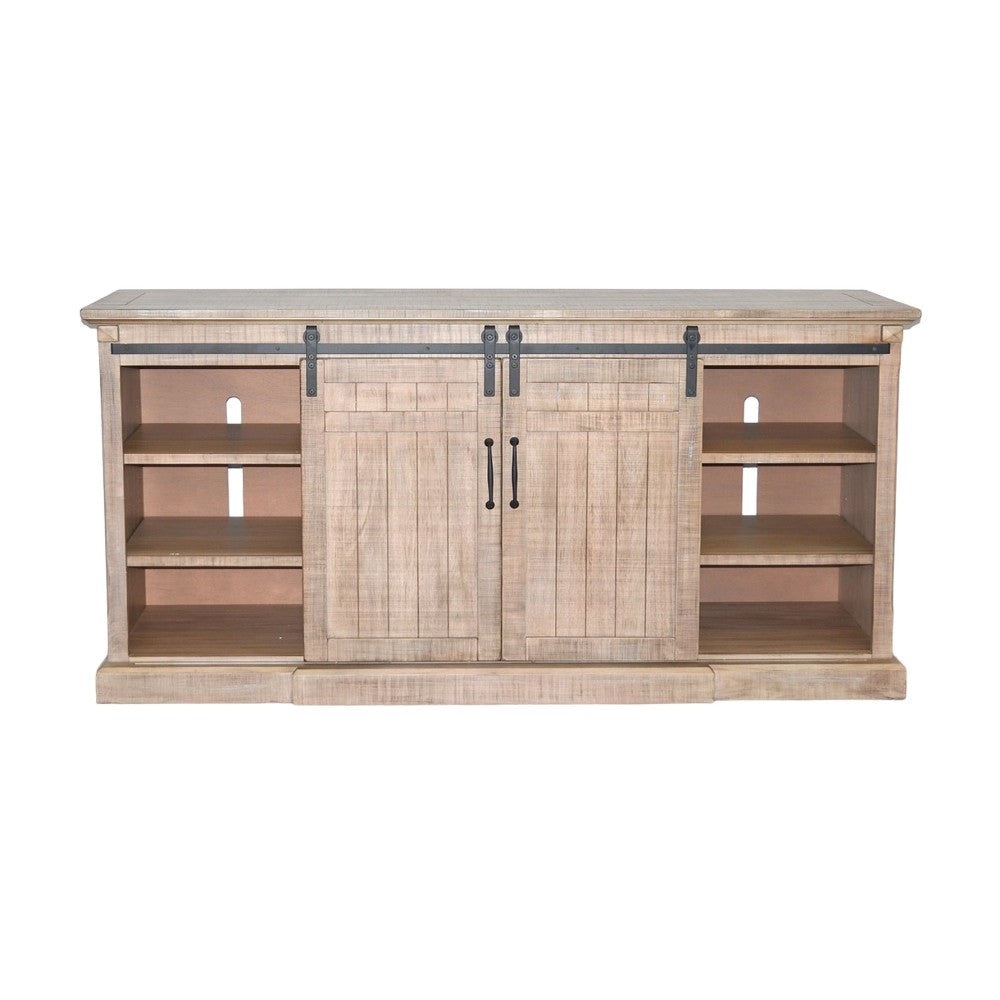 Desy TV Entertainment Console Fireplace Option Barn Doors 78’’ Brown BM325559