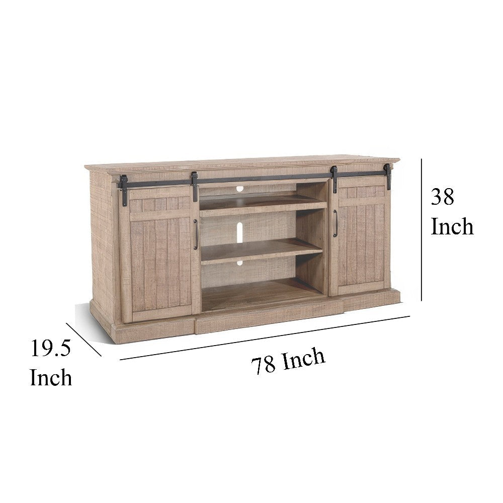 Desy TV Entertainment Console Fireplace Option Barn Doors 78’’ Brown BM325559