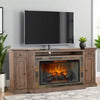 Lio TV Media Entertainment Console, Slate Inlay Taupe Brown Wood 72"