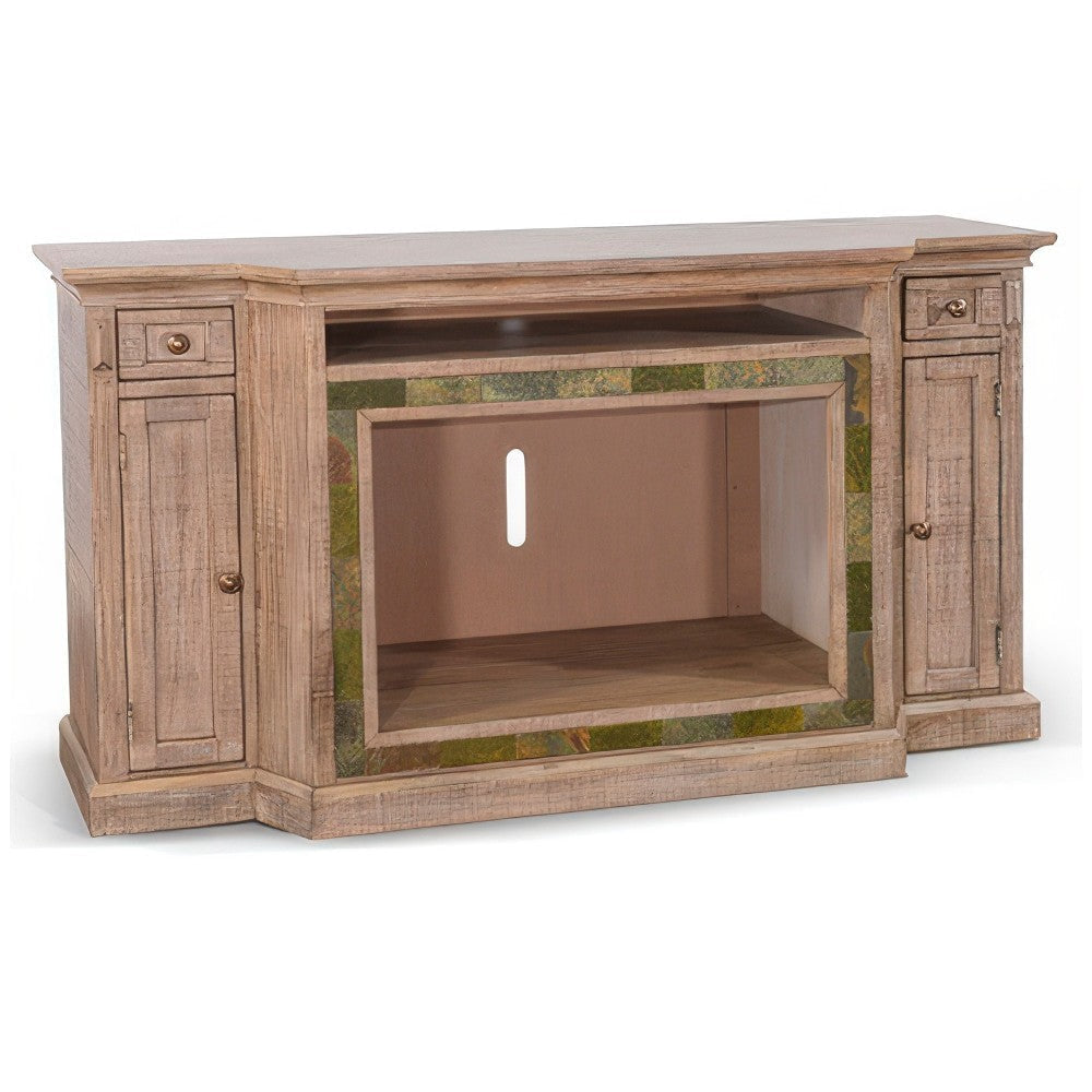 Desy TV Media Entertainment Console Slate Inlay Light Brown Wood 72’’ BM325561