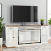 Lio TV Media Entertainment Console, Slate Inlay White Brown Wood 72"