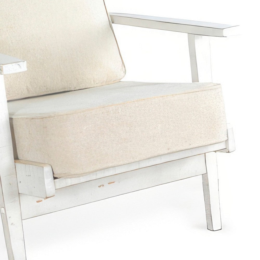 Rena Accent Lounge Chair Slatted Classic Sand White Solid Wood BM325565