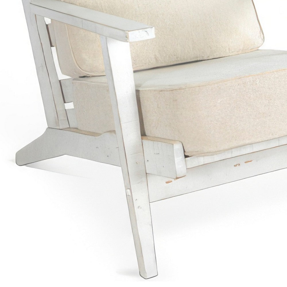 Rena Accent Lounge Chair Slatted Classic Sand White Solid Wood BM325565