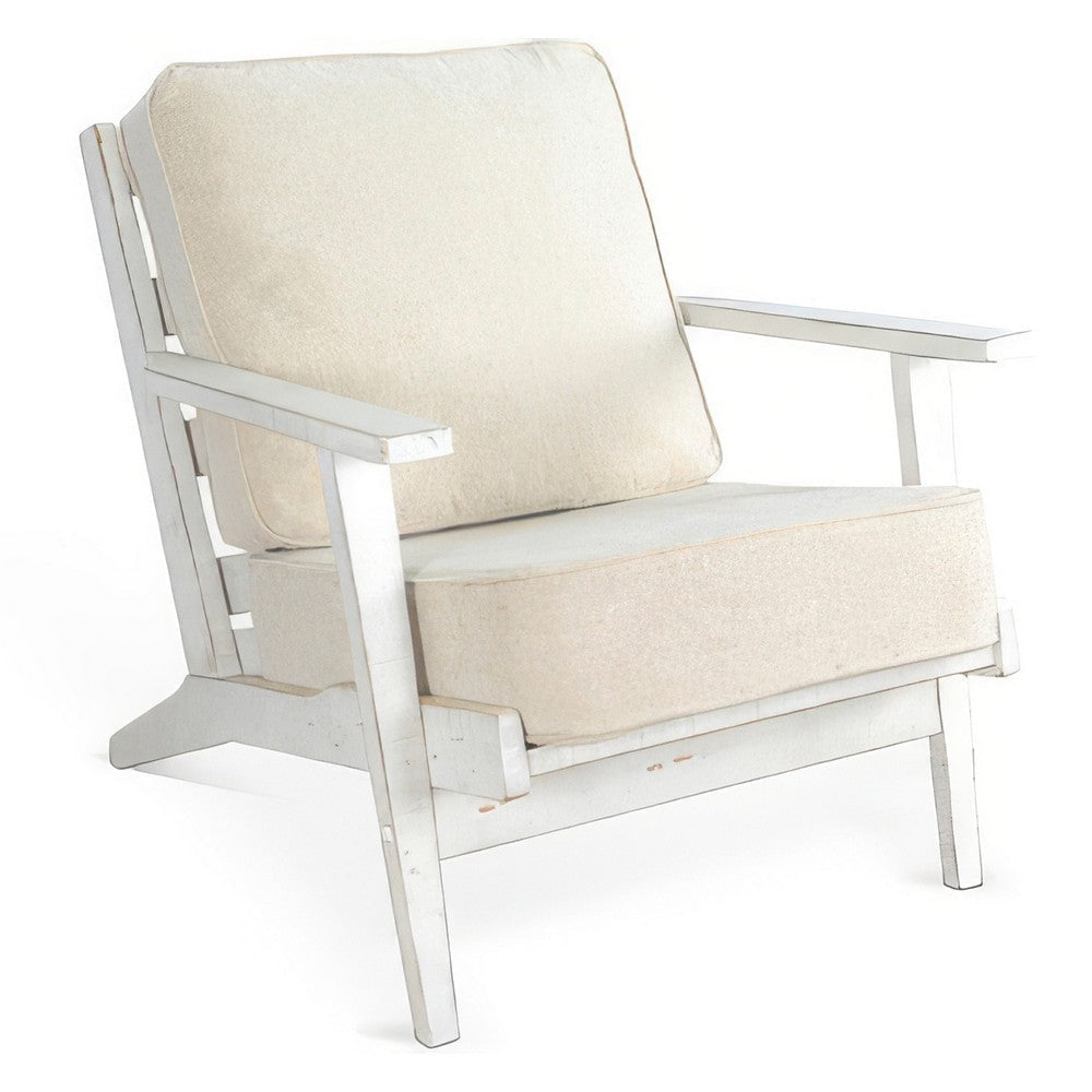 Rena Accent Lounge Chair, Slatted, Classic Sand White Solid Wood