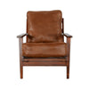 Odel Accent Lounge Chair Slatted Faux Leather Dark Brown Solid Wood BM325566