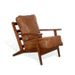 Odel Accent Lounge Chair Slatted Faux Leather Dark Brown Solid Wood BM325566