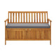 Outdoor Storage Bench, Brown Solid Acacia Wood, Gray Fabric, 47"