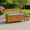Outdoor Storage Bench, Brown Solid Acacia Wood, Gray Fabric, 47"