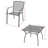 5pc Outdoor Dining Table Set 4 Stackable Armchairs Gray Steel Metal BM325571