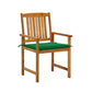 Blaire Outdoor Chair Set of 6, Green Fabric, Brown Solid Acacia Wood