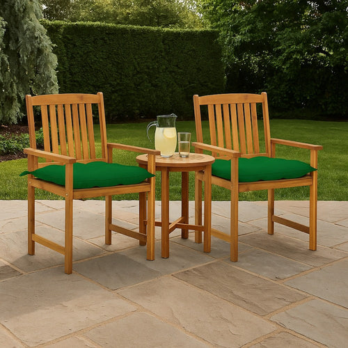 Blaire Outdoor Chair Set of 2, Green Fabric, Brown Solid Acacia Wood