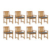 Blaire Outdoor Chair Set of 8, Dark Gray Fabric, Brown Acacia Wood