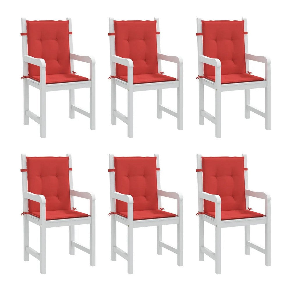 Outdoor Cushion for Chair Set of 6, 20x40 Red Tufted Oxford Fabric