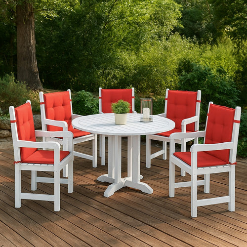 Outdoor Cushion for Chair Set of 6, 20x40 Red Tufted Oxford Fabric