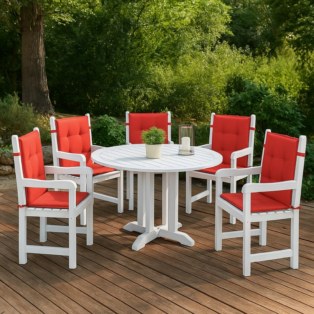 Outdoor Cushion for Chair Set of 6, 20x40 Red Tufted Oxford Fabric