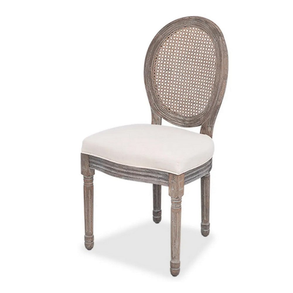 Outdoor Dining Chair Set of 6 Ivory Fabric Seat Oval Mesh Backrest BM325586