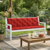 Claire Outdoor Cushion for Bench, Soft Button Tufted Red Fabric, 71"