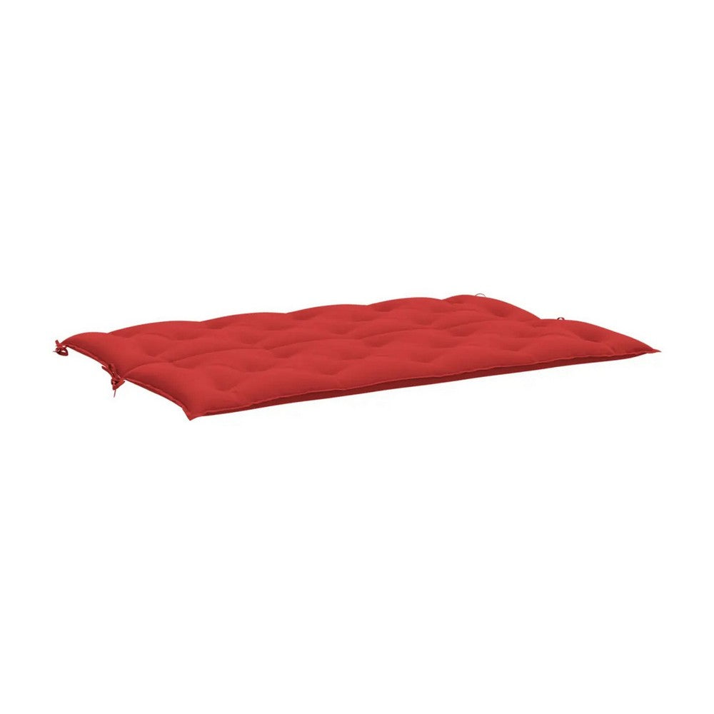 Claire Outdoor Cushion for Bench, Soft Button Tufted Red Fabric, 59"