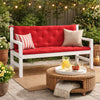 Claire Outdoor Cushion for Bench, Soft Button Tufted Red Fabric, 59"