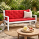Claire Outdoor Cushion for Bench, Soft Button Tufted Red Fabric, 59"