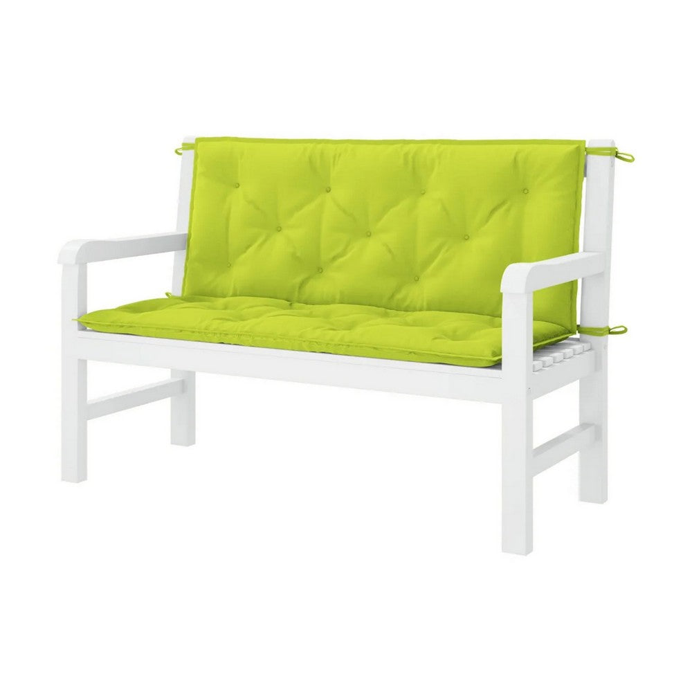 Claire Outdoor Cushion for Bench, Button Tufted Green Fabric, 47" Wide